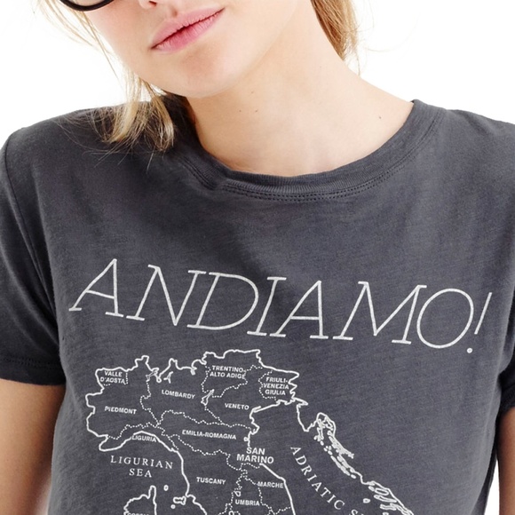 J Crew Italy Map Andiamo Travel Collectors Tee XS - Picture 2 of 8
